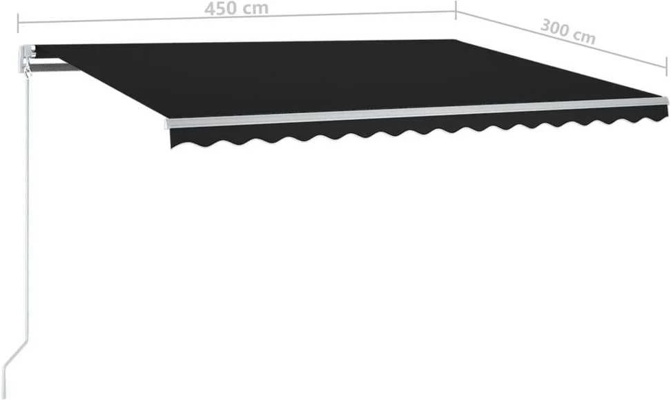 Automatinė markizė su LED/vėjo jutikliu, antracito, 450x300cm