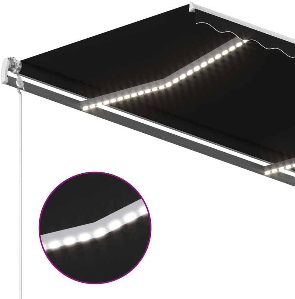 Automatinė markizė su LED/vėjo jutikliu, antracito, 450x350cm