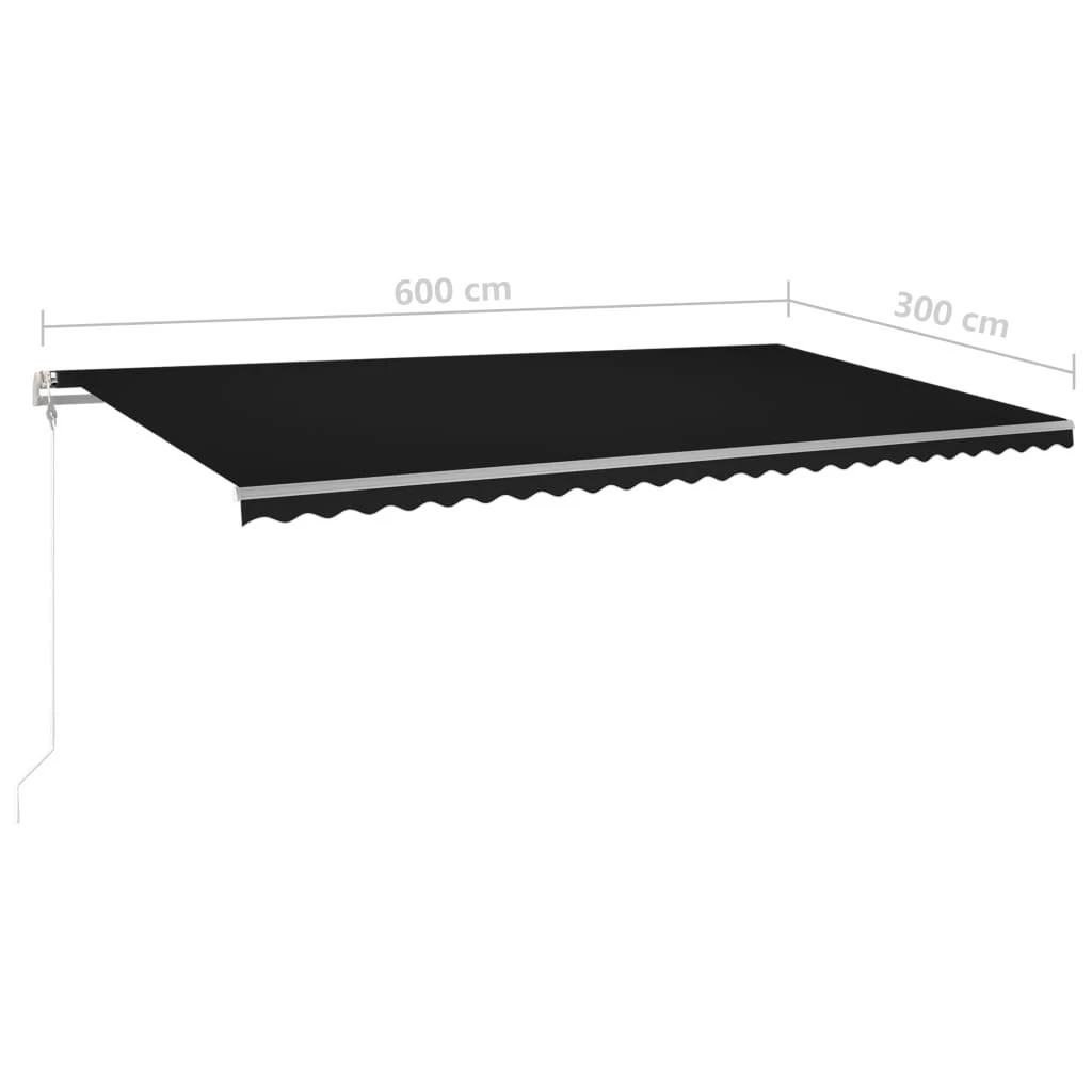 Automatinė markizė su LED/vėjo jutikliu, antracito, 600x300cm