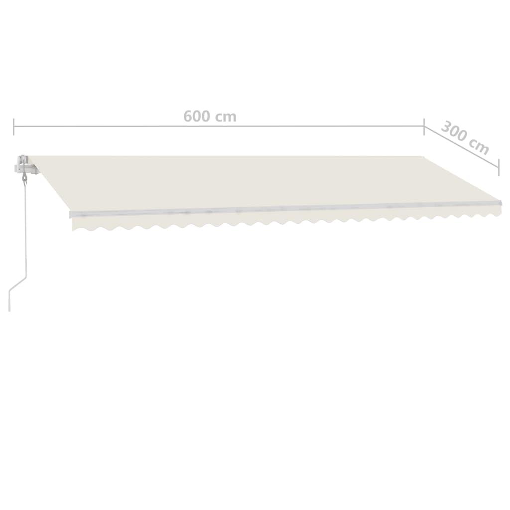 Automatinė markizė su LED/vėjo jutikliu, kreminė, 600x300cm