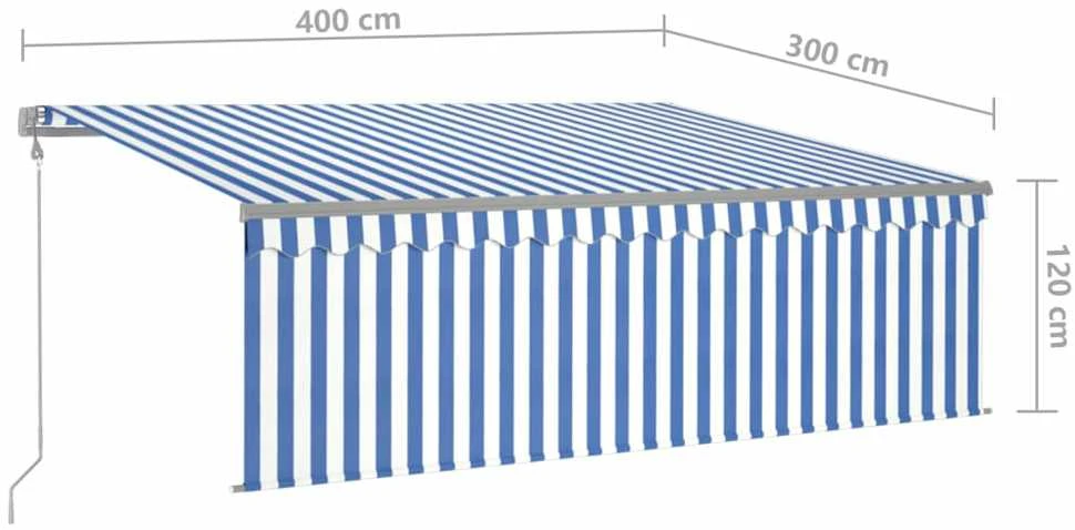 Automatiniu būdu ištraukiama markizė, mėlyna ir balta, 4x3m