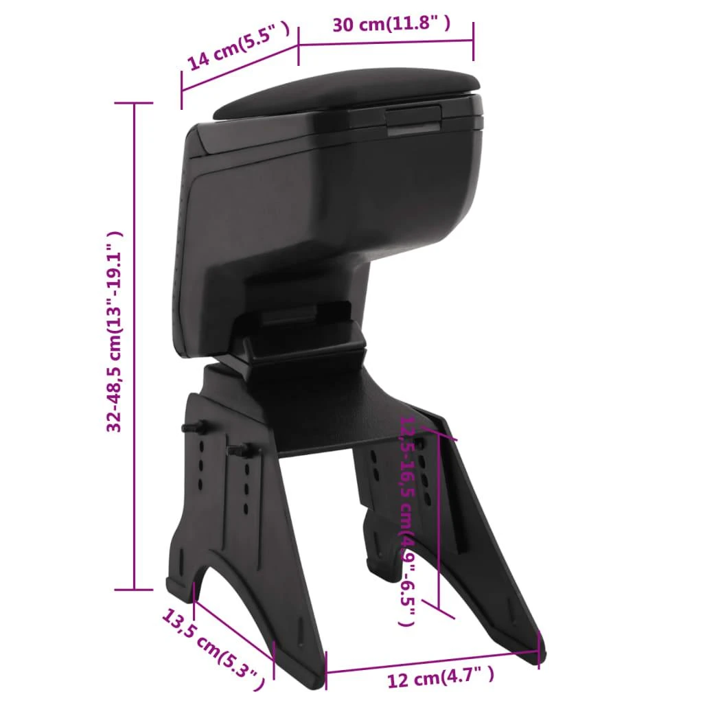 Automobilio porankis, juodas, 14x30x(32–48,5)cm, ABS