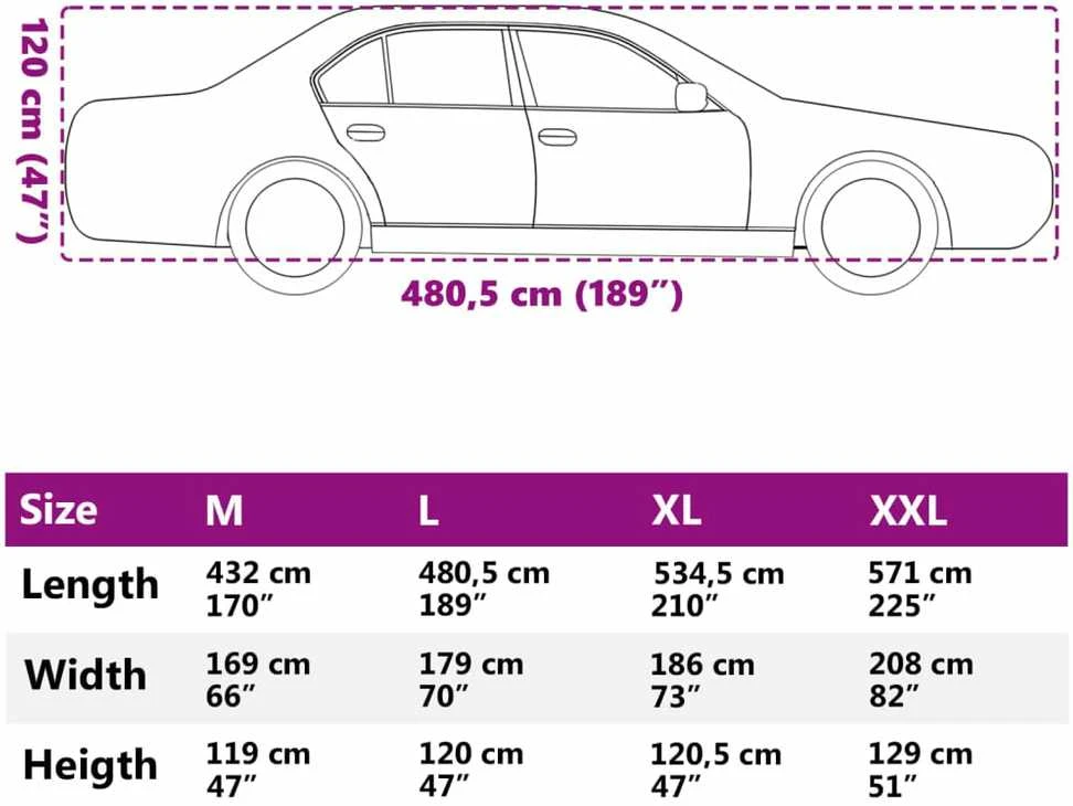 Automobilio uždangalas sedanams, sidabrinis, L dydžio, PEVA