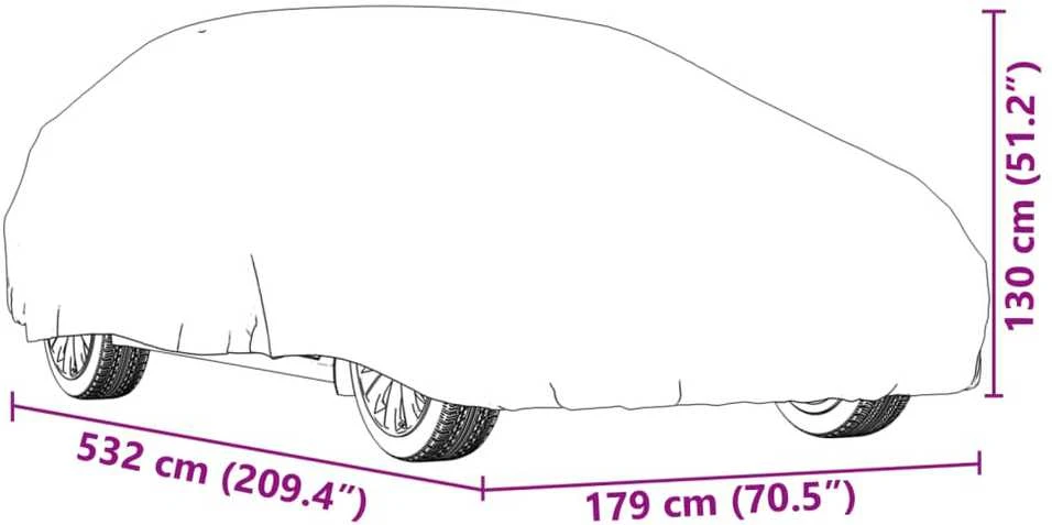 Automobilio uždangalas sedanams, sidabrinis, XL dydžio, pilnas