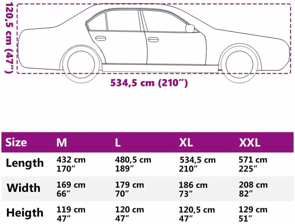 Automobilio uždangalas sedanams, sidabrinis, XL dydžio, PEVA
