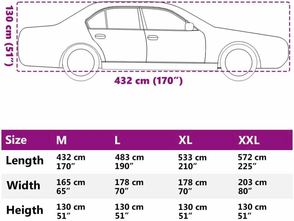 Automobilio uždangalas sedanams, sidabrinis, M dydžio, pilnas