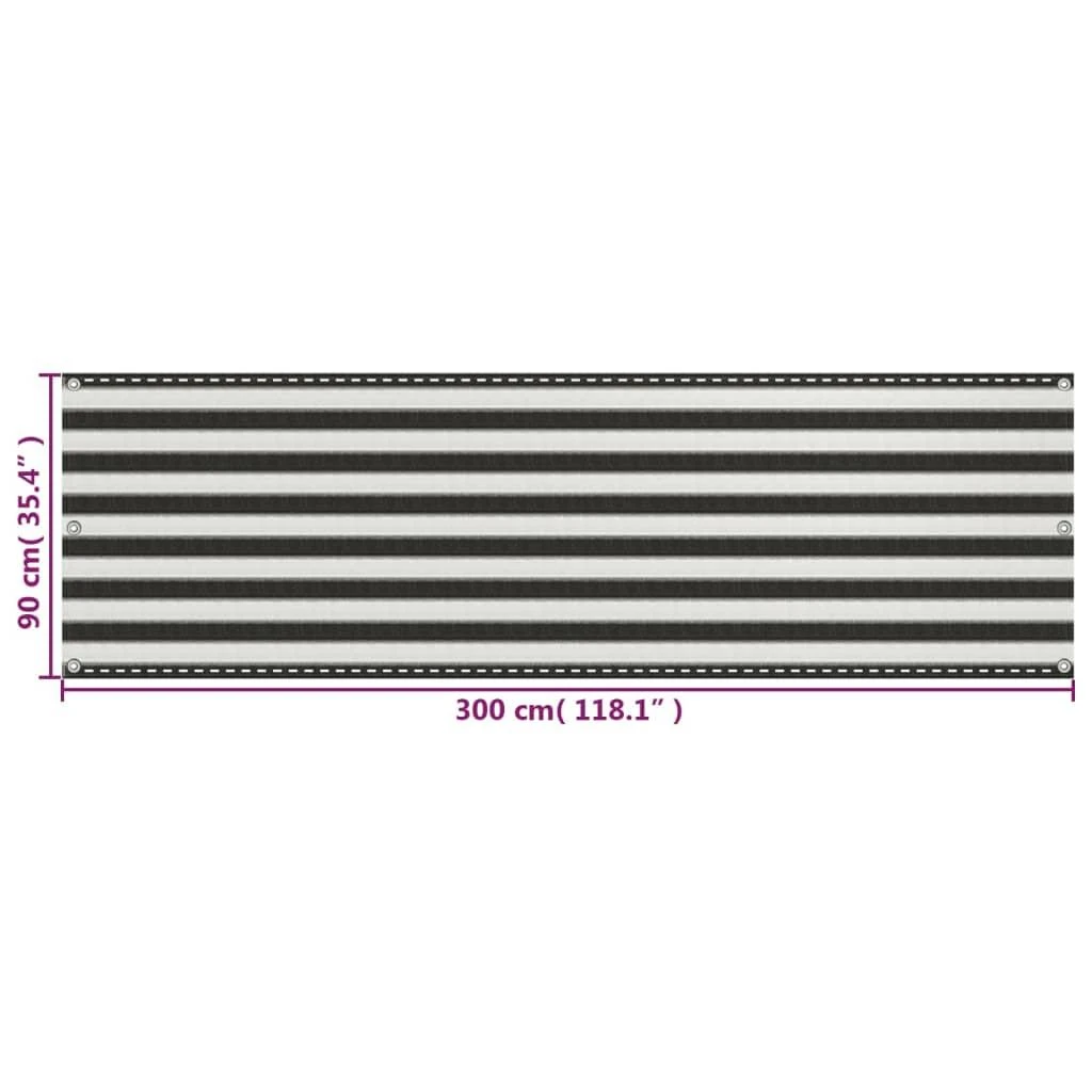 Balkono pertvara, antracito ir baltos spalvos, 90x300cm, HDPE
