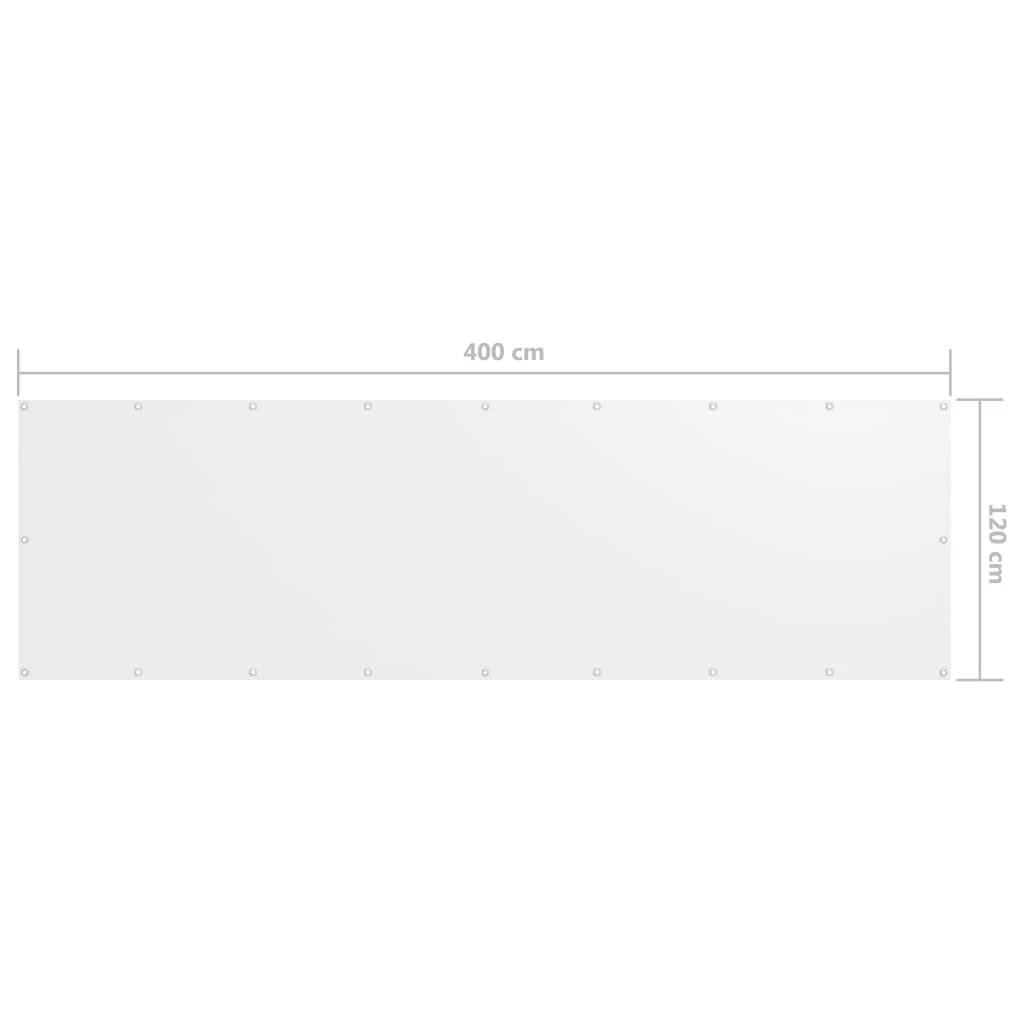 Balkono pertvara, baltos spalvos, 120x400cm, oksfordo audinys