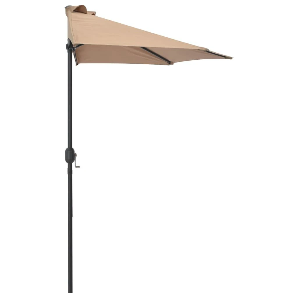 Balkono skėtis su aliuminio stulpu, taupe, 270x144cm, pusinis