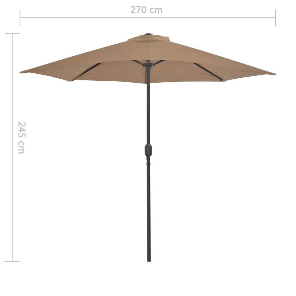 Balkono skėtis su aliuminio stulpu, taupe, 270x144cm, pusinis