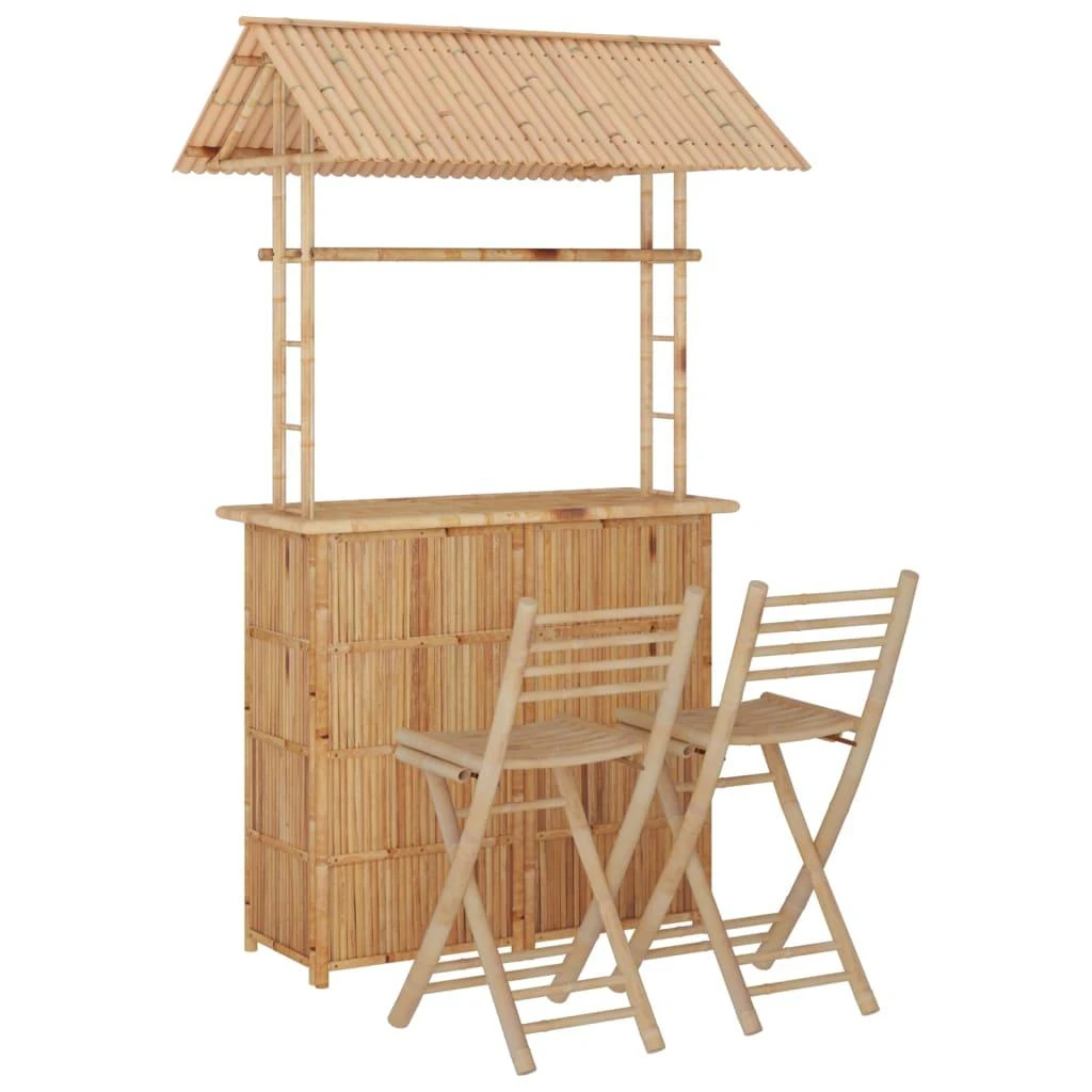 Lauko baldų komplektas Baro baldų komplektas, 3 dalių, bambukas