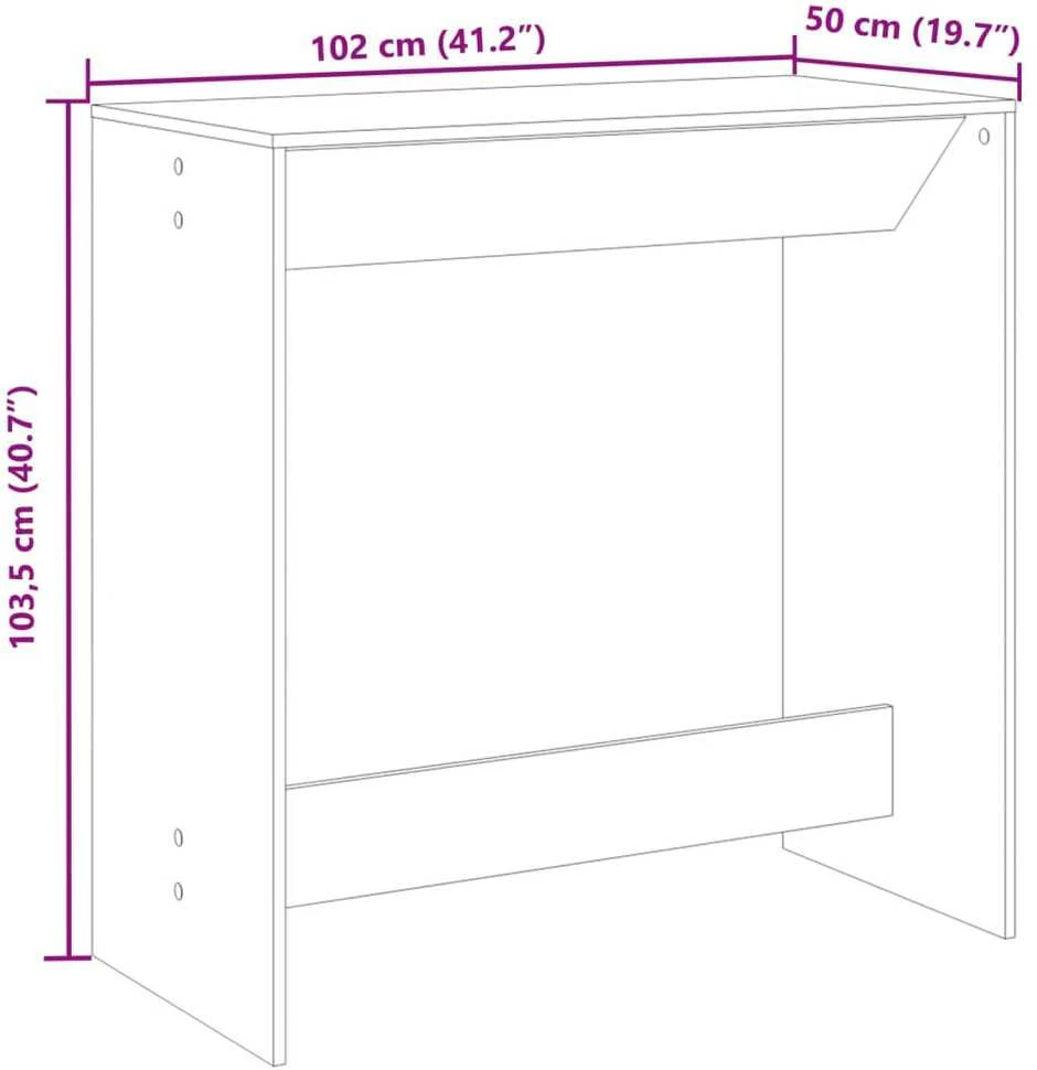 Baro stalas, betono pilkas, 102x50x103,5cm, apdirbta mediena