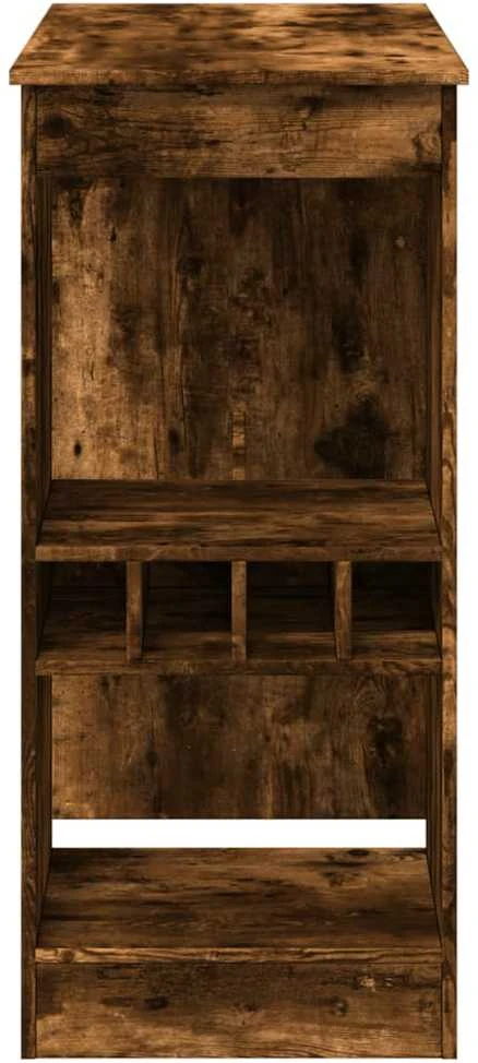 Baro stalas su laikikliais, dūminis, 90x47,5x103,5cm, mediena