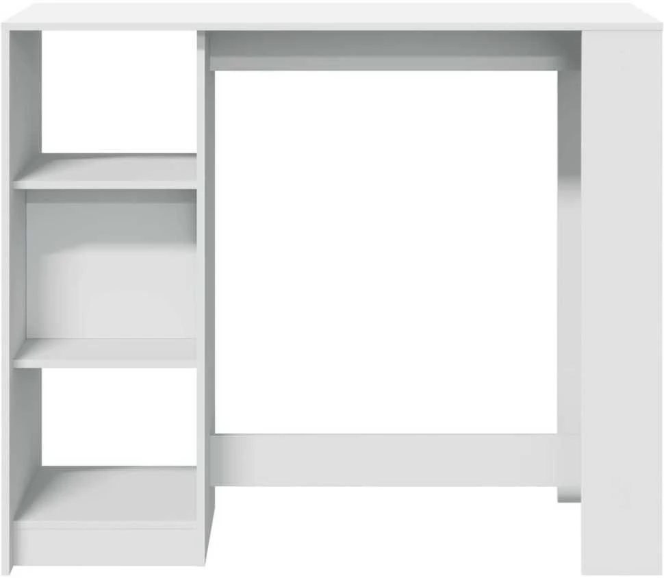 Baro stalas su lentyna, baltas, 124x46x103,5cm, mediena