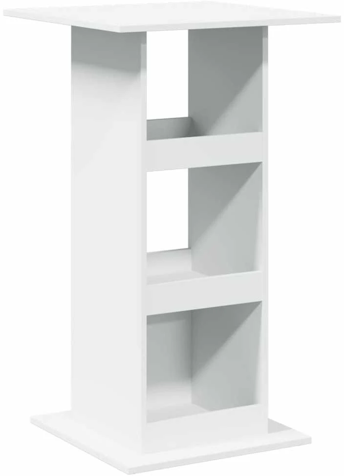 Baro stalas su lentyna, baltas, 60x60x102cm, apdirbta mediena