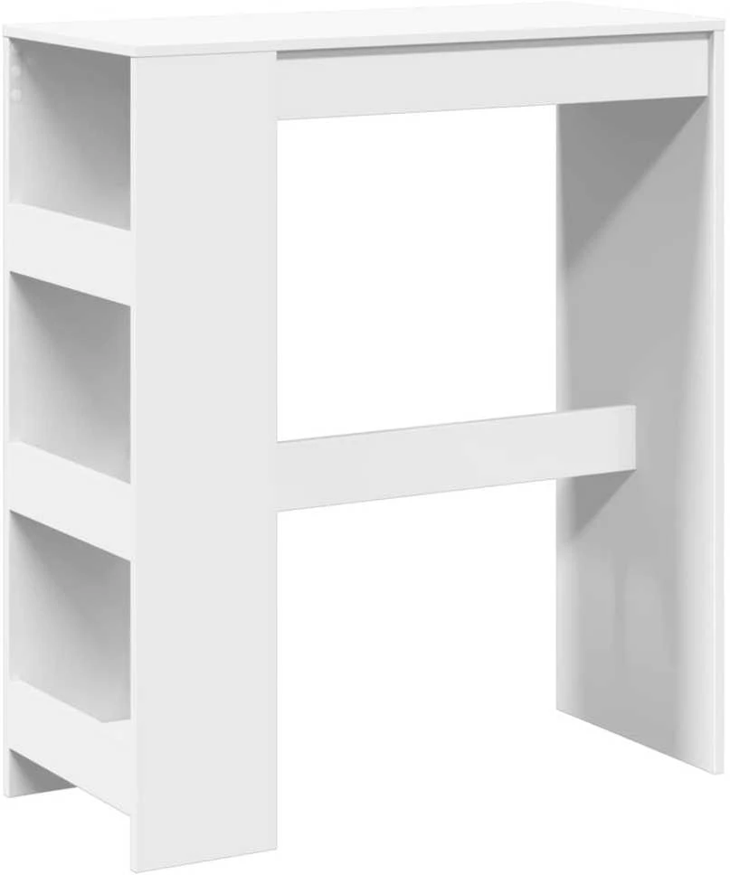 Baro stalas su lentynomis, baltas, 90x40x103,5cm, mediena