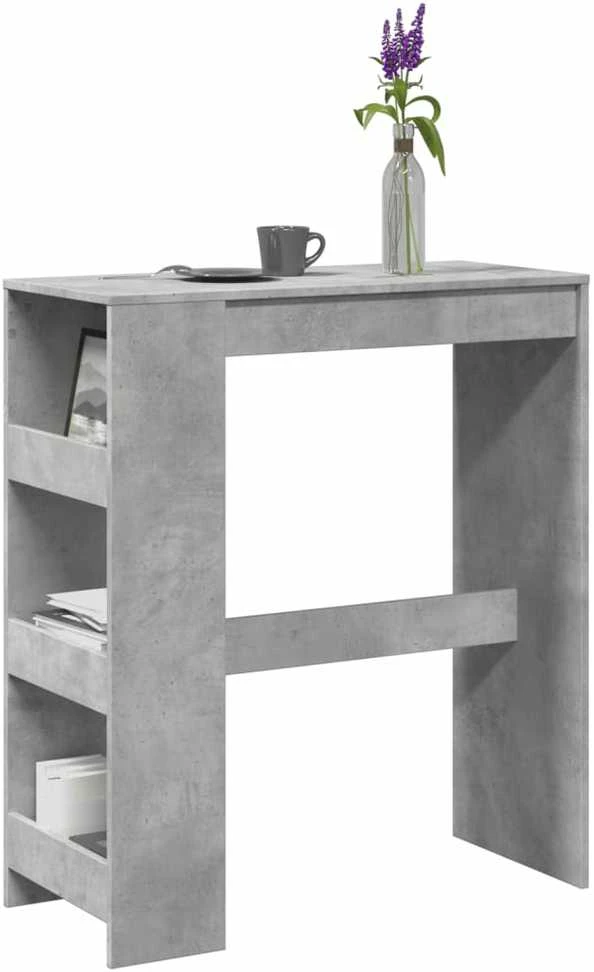 Baro stalas su lentynomis, betono, 90x40x103,5cm, mediena
