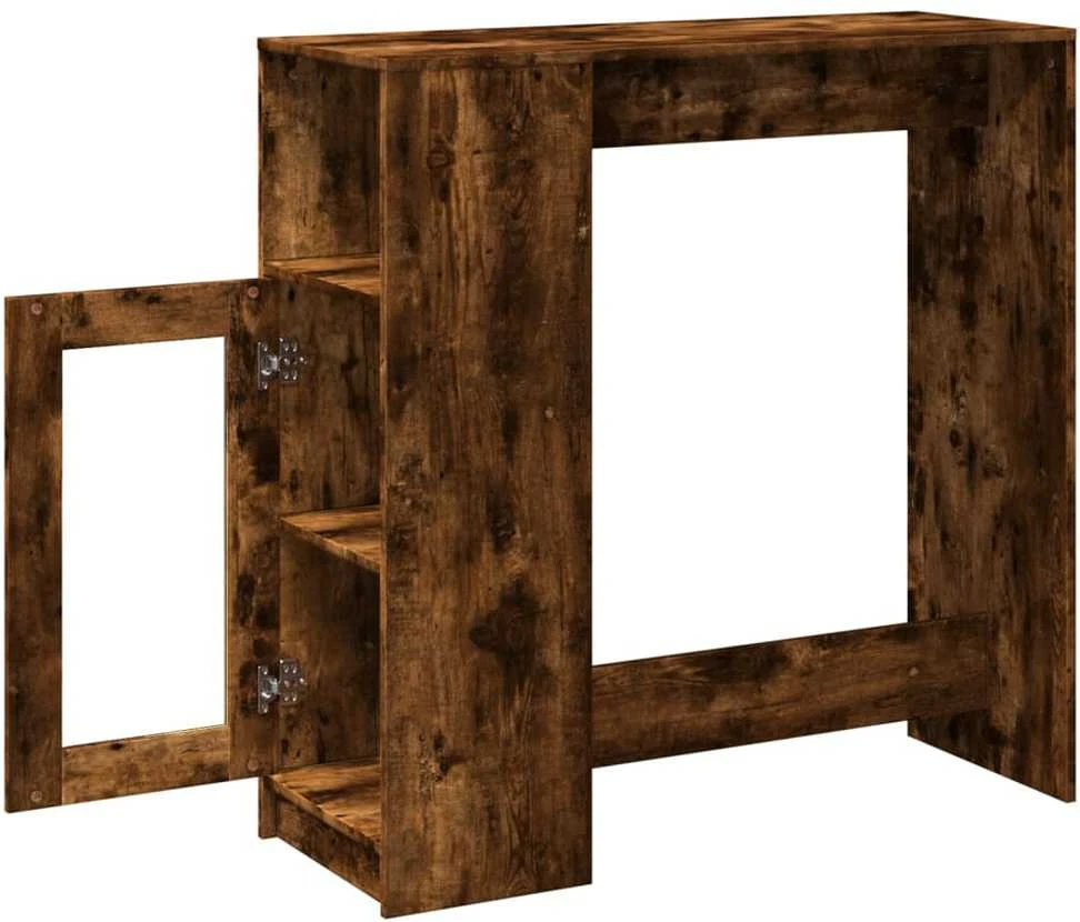 Baro stalas su lentynomis, dūminis, 101x40x103,5cm, mediena