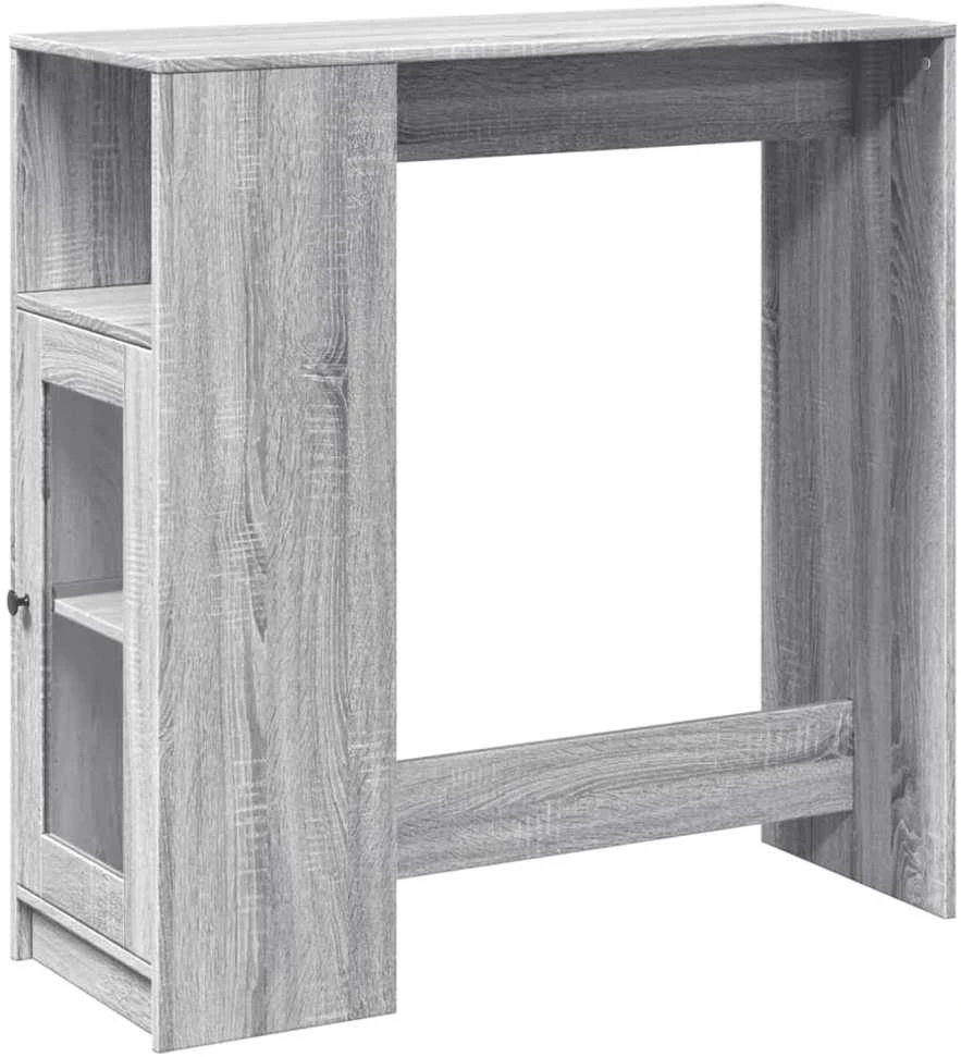 Baro stalas su lentynomis, pilkas, 101x40x103,5cm, mediena
