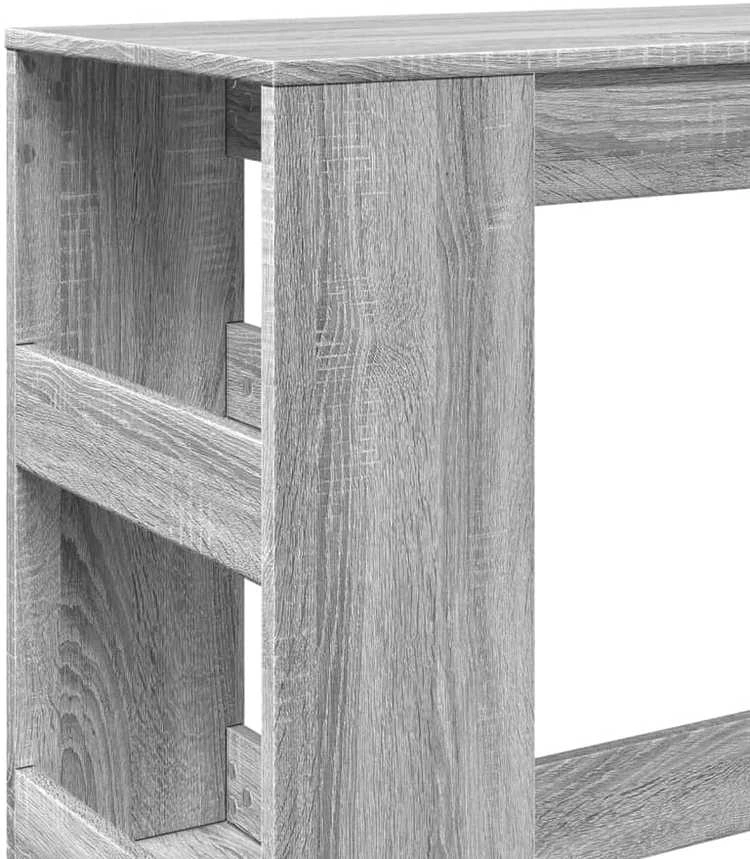 Baro stalas su lentynomis, pilkas, 90x40x103,5cm, mediena