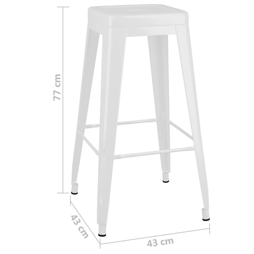 Baro taburetės, 2vnt., baltos spalvos, metalas, sukraunamos