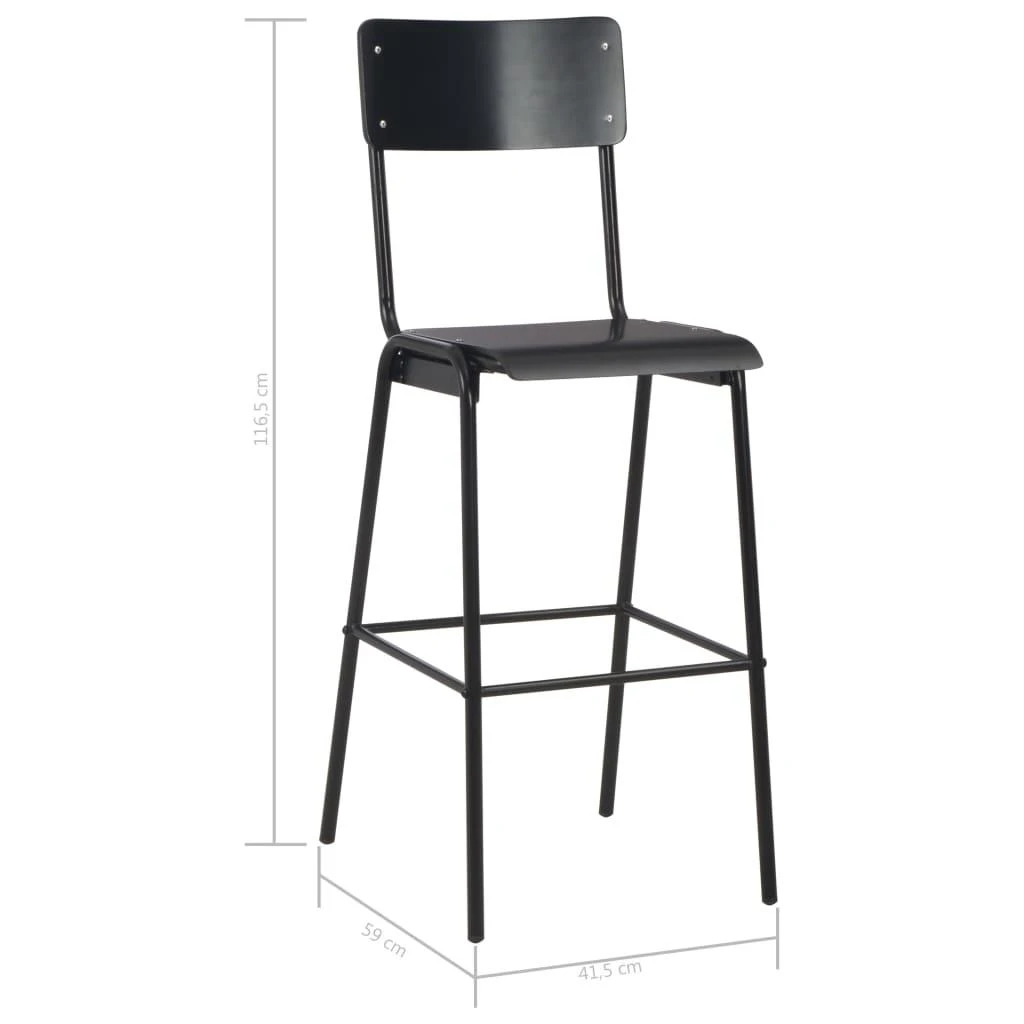 Baro taburetės, 4vnt., juodos, fanera ir plienas (2x280081)