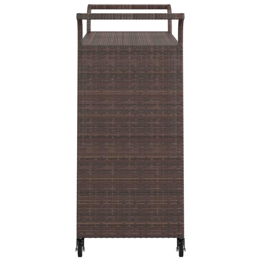 Baro vežimėlis su stalčiumi, rudas, 100x45x97cm, poliratanas
