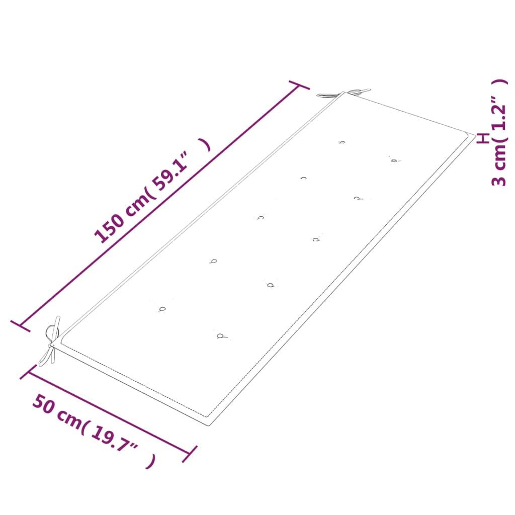 Batavia suoliukas su raudona pagalvėle, 150cm, tikmedis