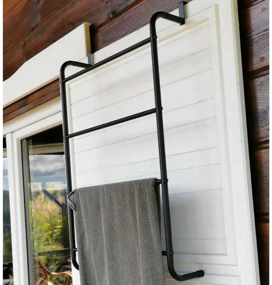 Bathroom Solutions Rankšluosčių kabykla ant durų, juoda, metalas