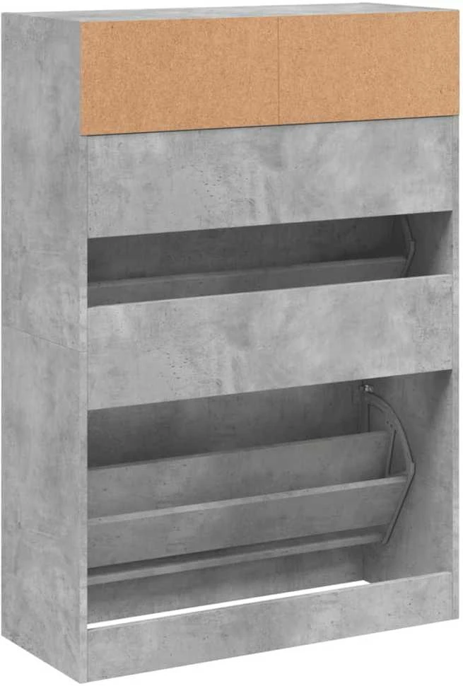 Batų spintelė su 2 atverčiamais stalčiais, betono, 80x34x116cm