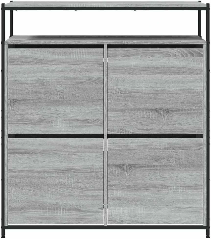 Batų spintelė su 4 atverčiamais stalčiais, pilka, 100x34x112cm