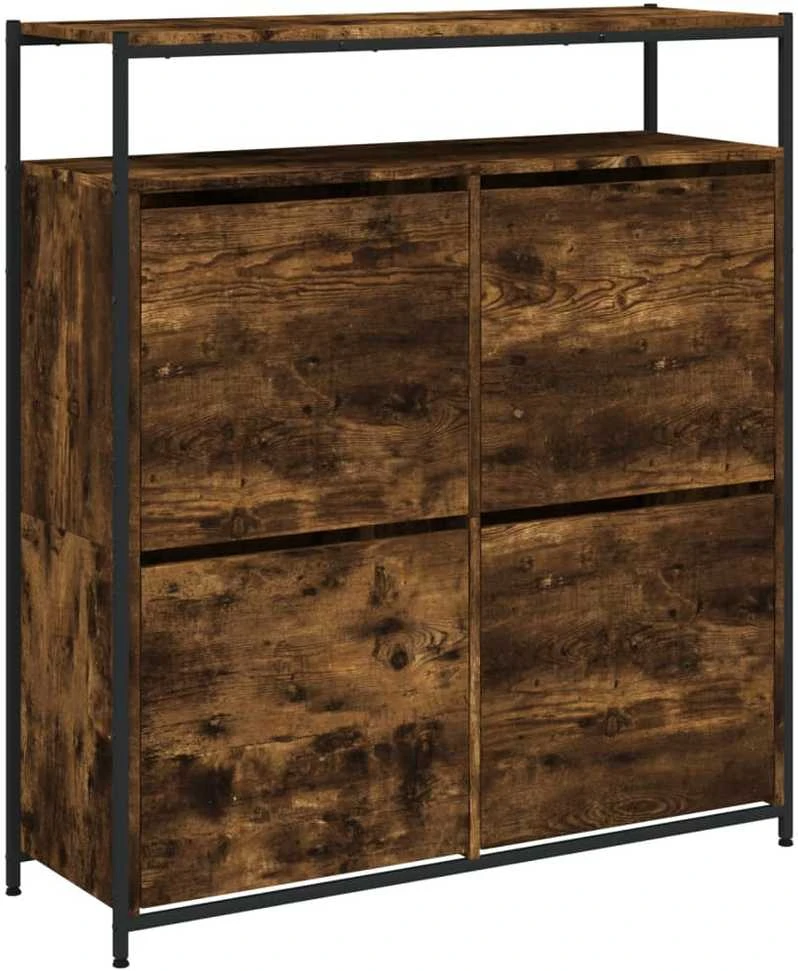 Batų spintelė su 4 atverčiamais stalčiais, dūminė, 100x34x112cm