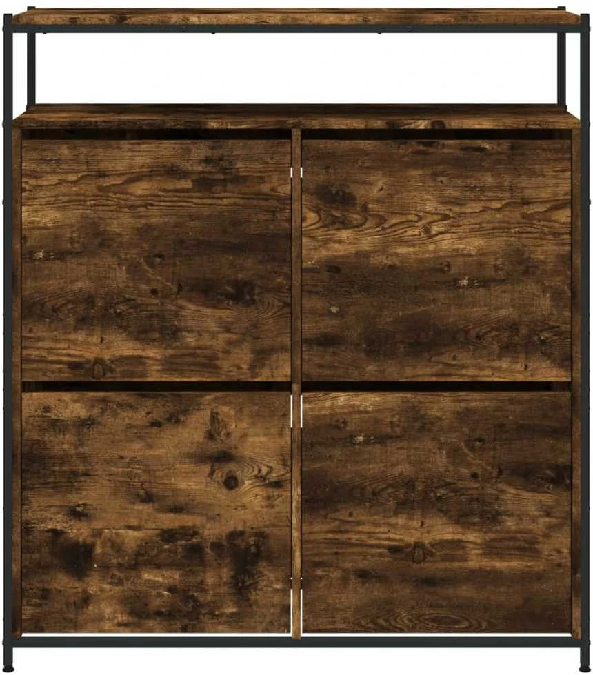 Batų spintelė su 4 atverčiamais stalčiais, dūminė, 100x34x112cm