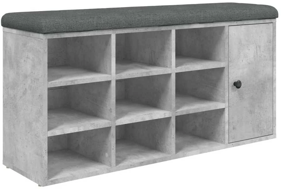 Batų suoliukas, betono pilkas, 102x32x50cm, apdirbta mediena