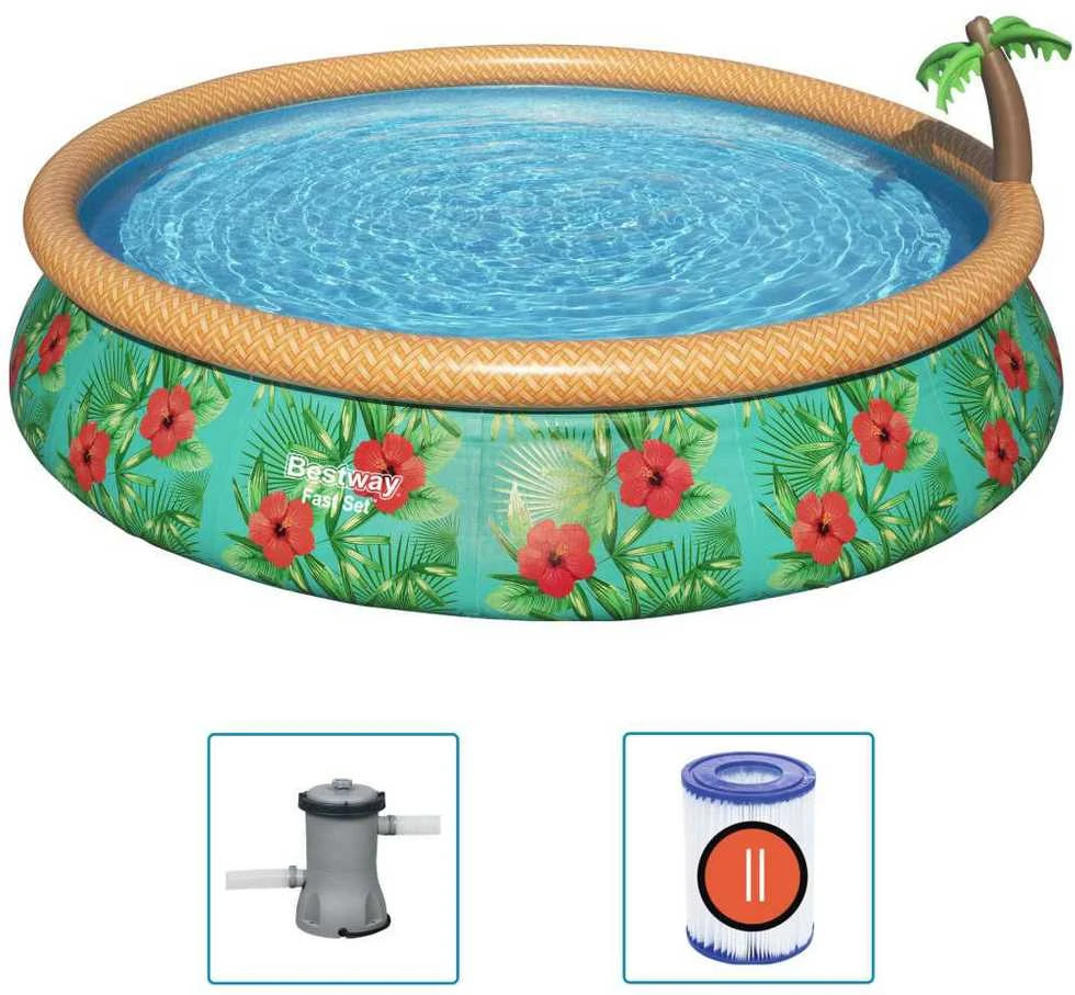 Bestway Pripučiamas baseinas Fast Set Paradise Palms, 457x84cm
