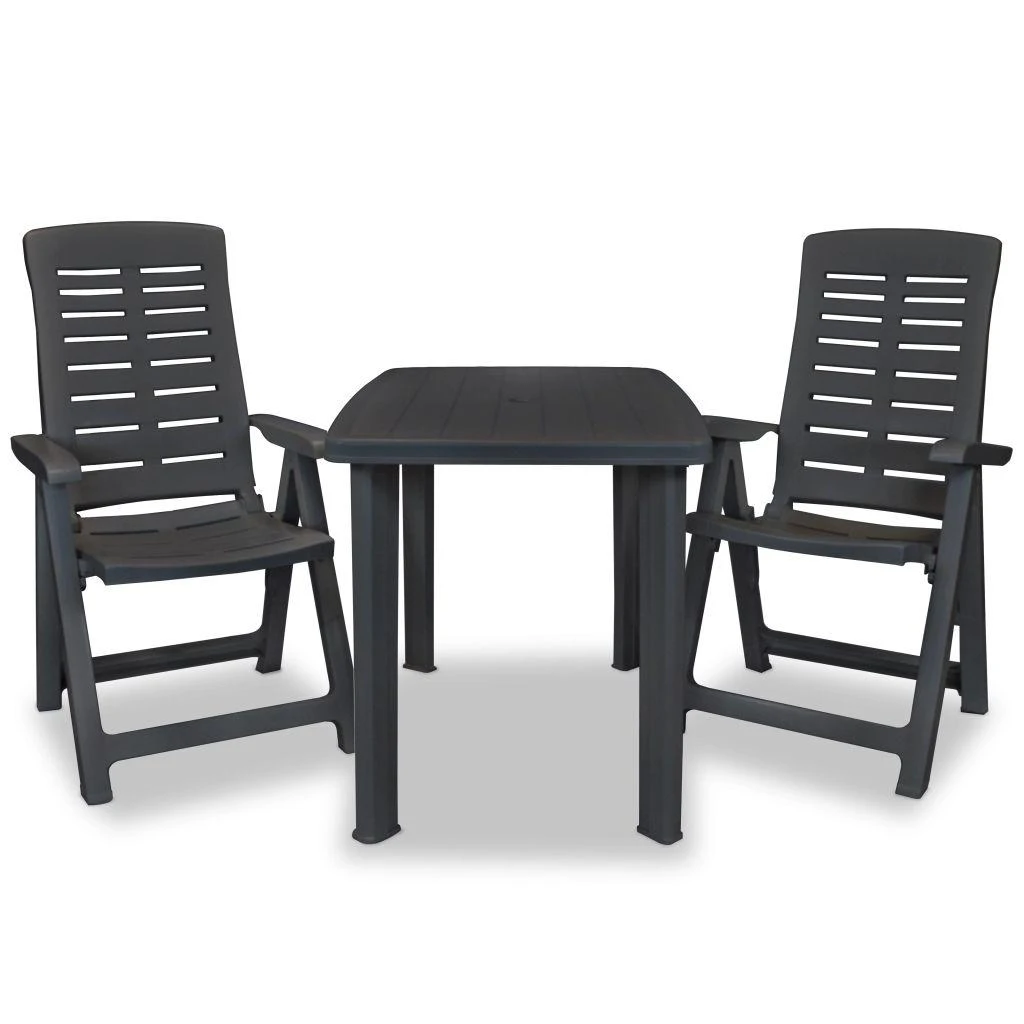 Lauko baldų komplektas Bistro baldų komplektas, 3d., antracito sp., plastikas