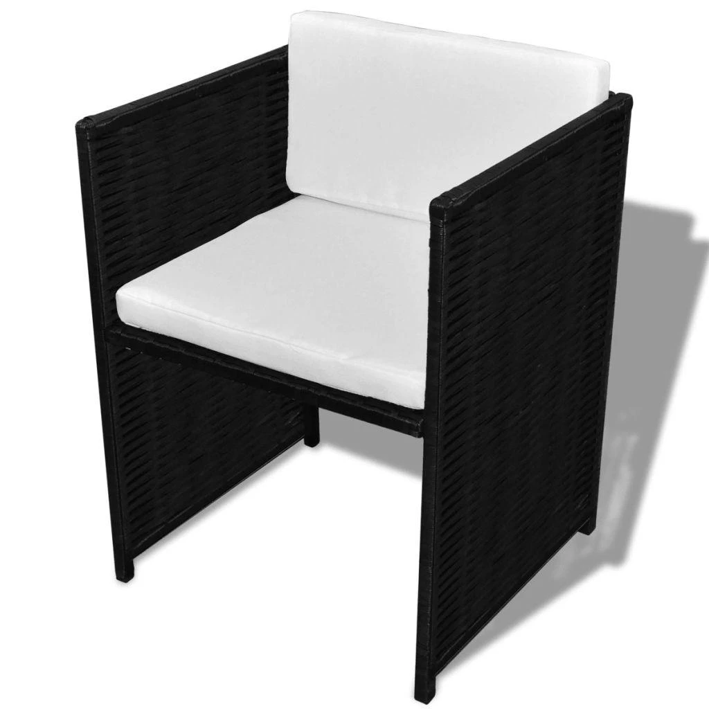 Lauko baldų komplektas Bistro baldų komplektas su pagalvėmis, 3d., juodas, polirat.