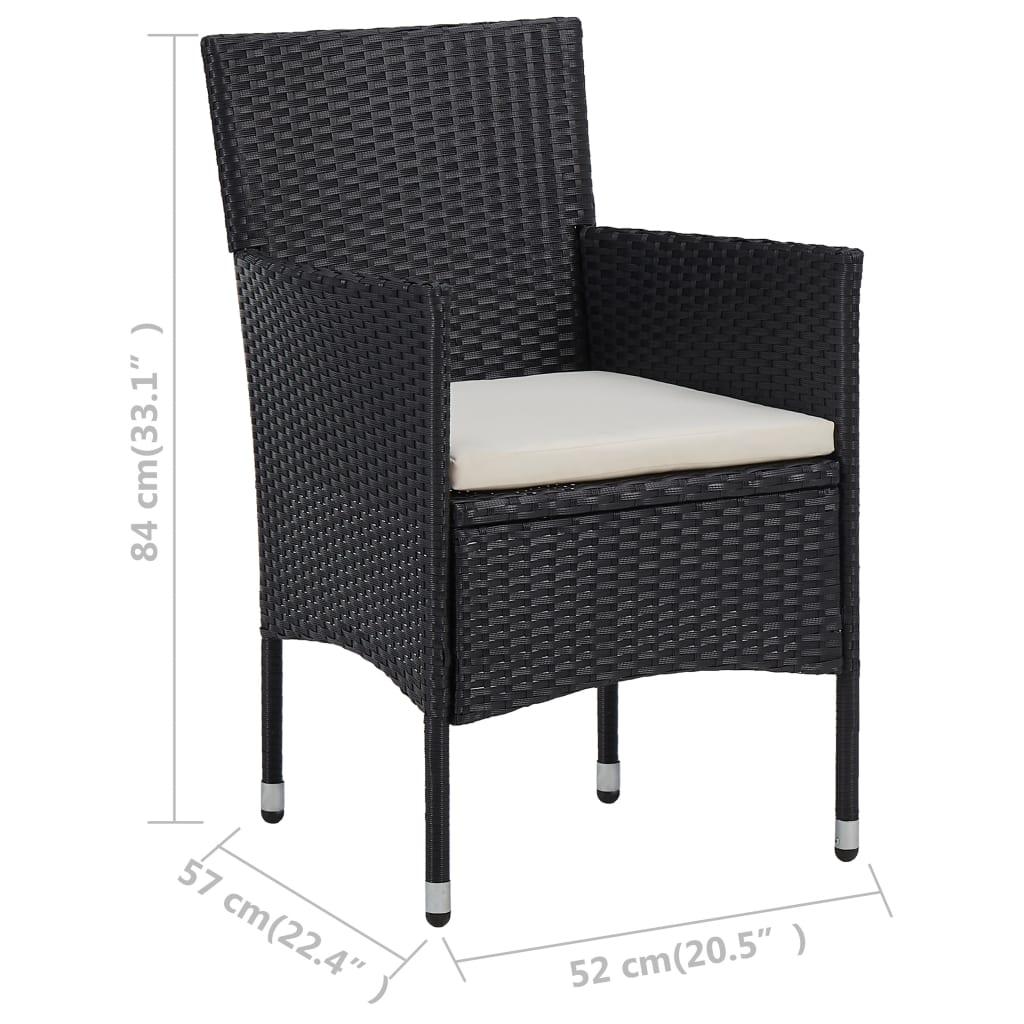 Lauko baldų komplektas Bistro komplektas, 3 dalių, juodas, poliratanas ir stiklas