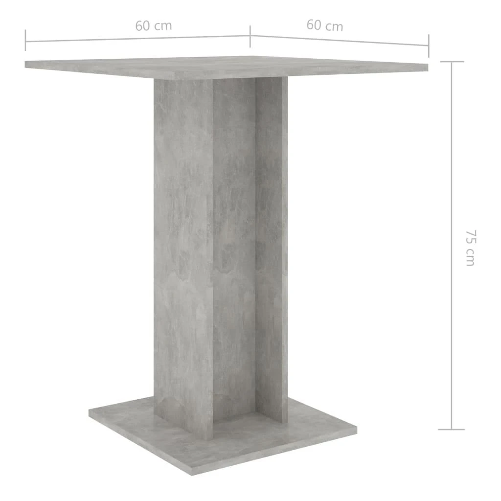 Bistro staliukas, betono pilkas, 60x60x75cm, apdirbta mediena