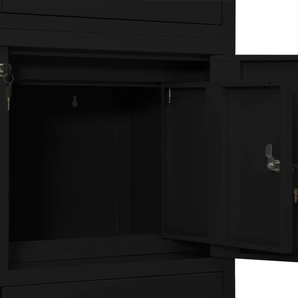 Biuro spintelė, juodos spalvos, 90x40x180cm, plienas