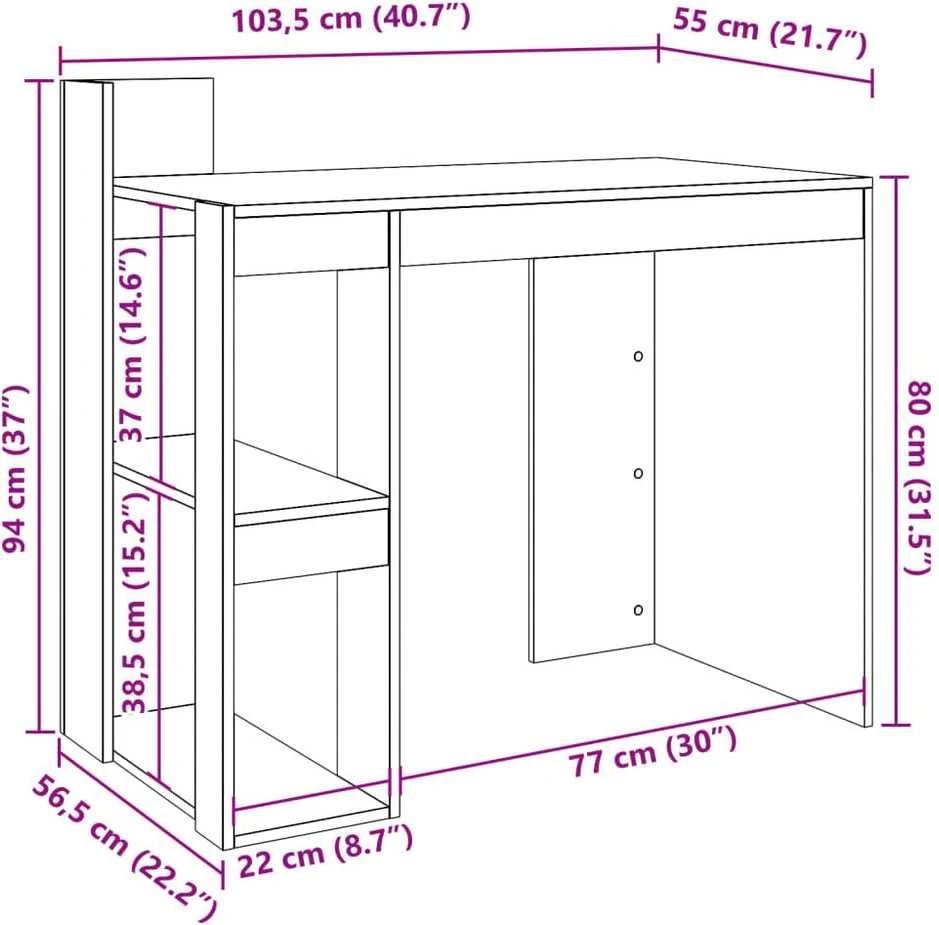 Biuro stalas, juodos spalvos, 103,5x56,5x94cm, apdirbta mediena