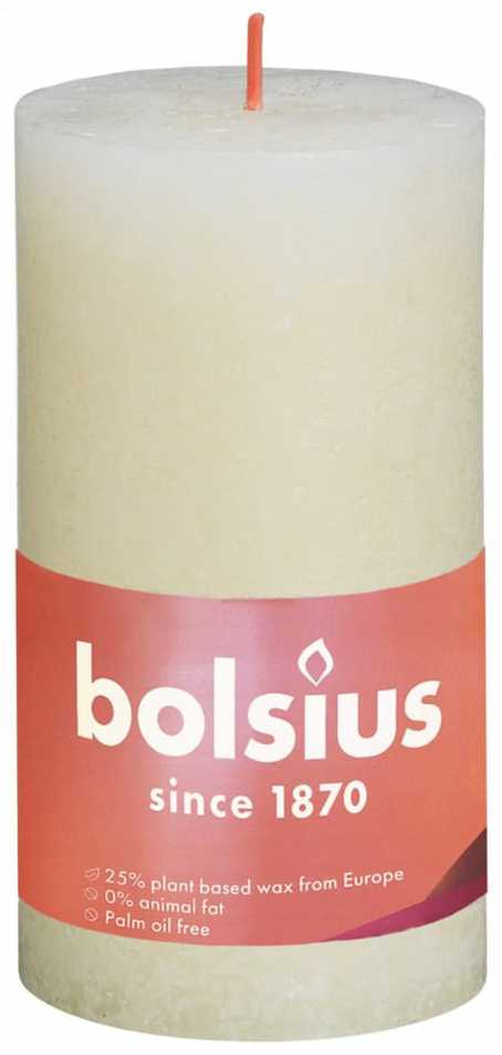Multi Bolsius Žvakės Shine, 4vnt., švelnios perlų, 130x68mm, cilindro formos