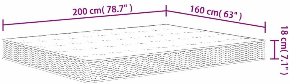 Bonnell tipo spyruoklių čiužinys, 160x200cm, vidutinio kietumo