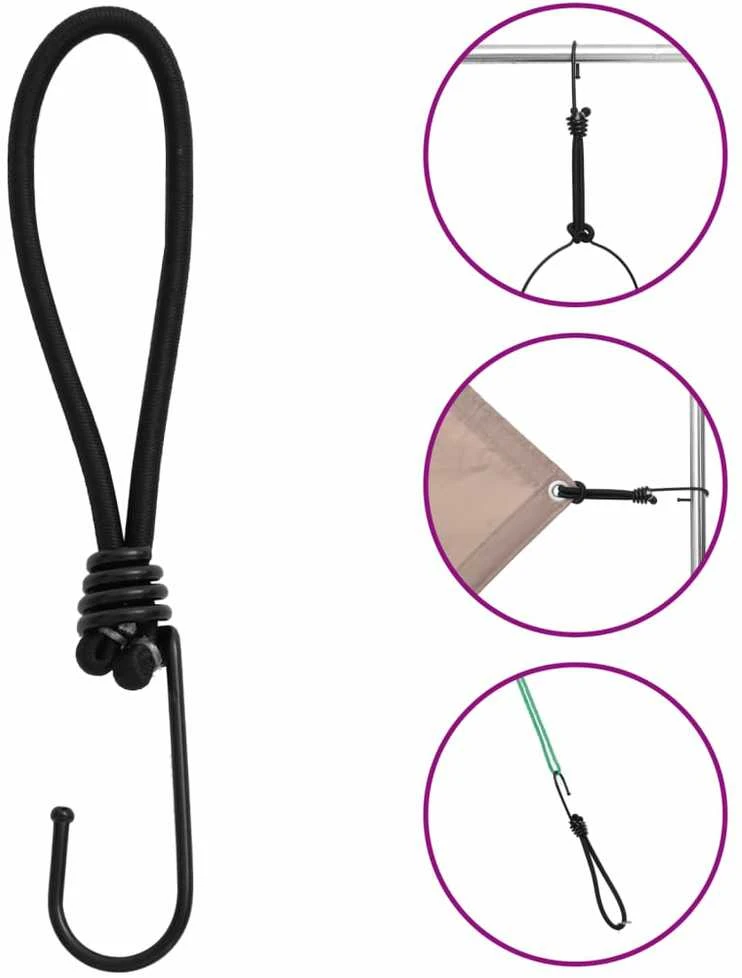 Bungee Virvelė su kabliukais, 25vnt., 17cm