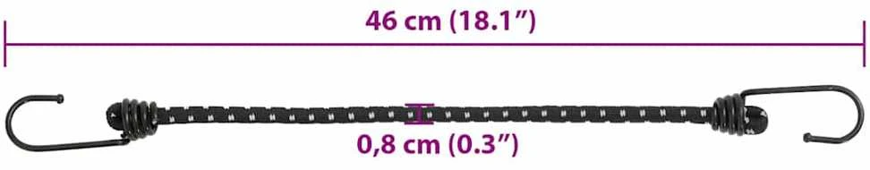 Bungee virvelės su juostelėmis ir kabliukais, 25vnt., 46cm