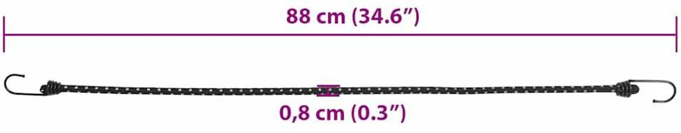 Bungee virvelės su juostelėmis ir kabliukais, 50vnt., 88cm