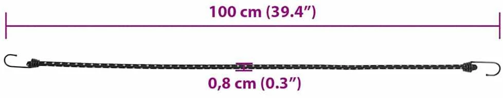 Bungee virvelės su juostelėmis ir kabliukais, 25vnt., 100cm