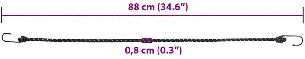 Bungee virvelės su juostelėmis ir kabliukais, 25vnt., 88cm