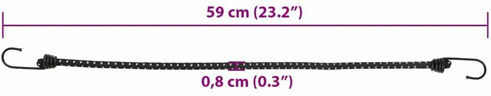 Bungee virvelės su juostelėmis ir kabliukais, 50vnt., 59cm
