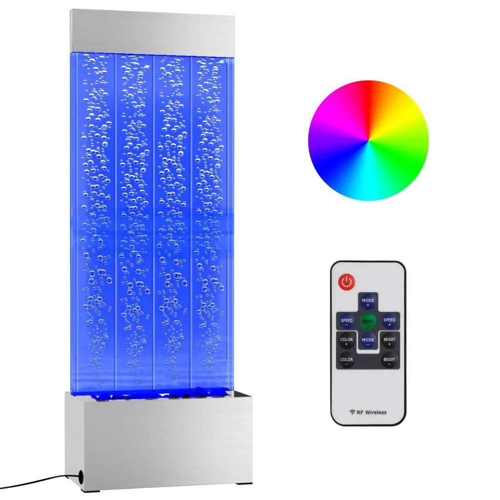 Burbulų kolona su įvairių spalvų LED, plienas ir akrilas, 110cm